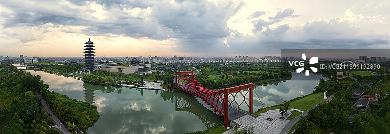 扬州运河三湾湿地风景区日出图片素材