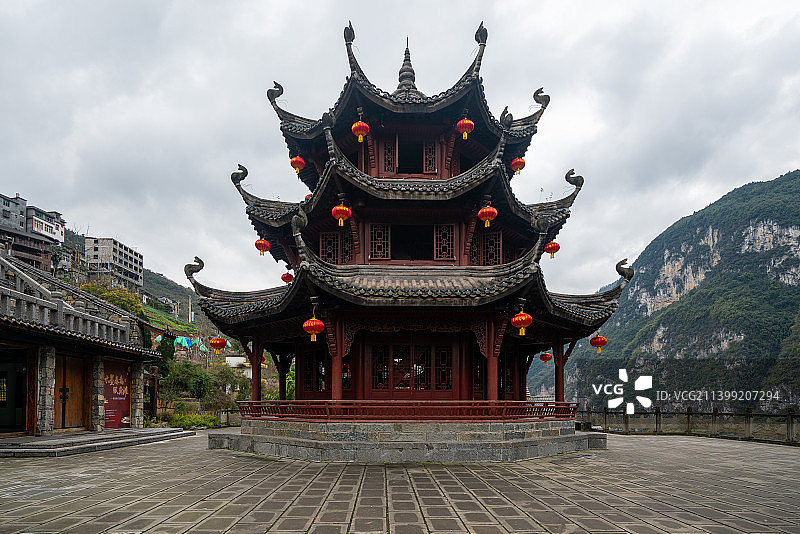 乌江画廊龚滩古镇图片素材