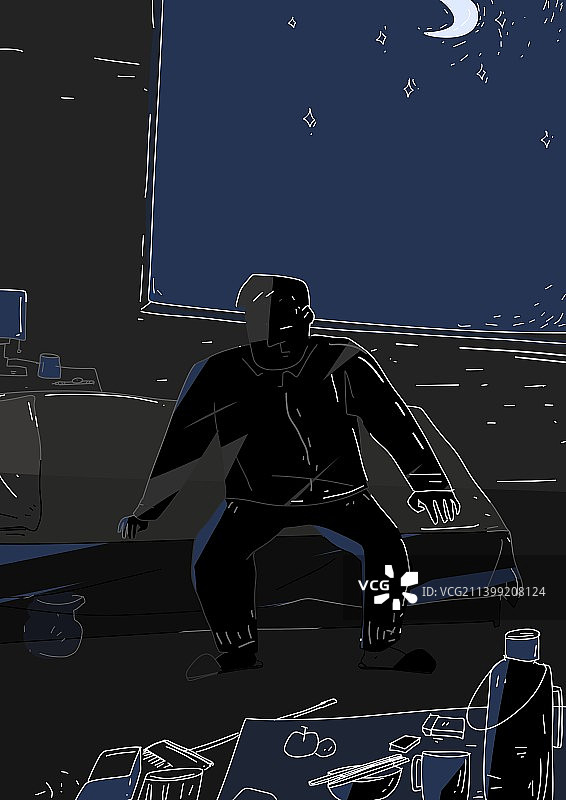 诗人的文学插图暗中一些事物闪闪发光，而另一些是那么寂静，半生里 你一直在它们中间行走。图片素材