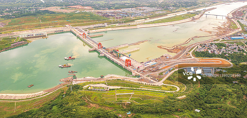 航拍广西桂平大藤峡峡谷水利枢纽图片素材