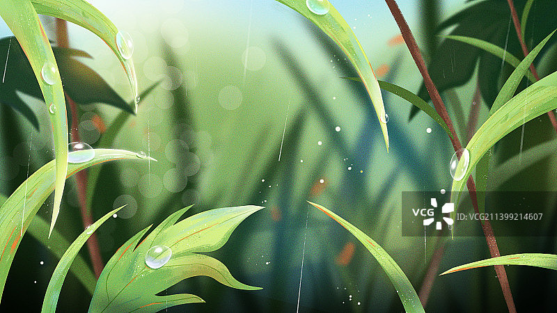 清晨露水插画背景元素图片素材