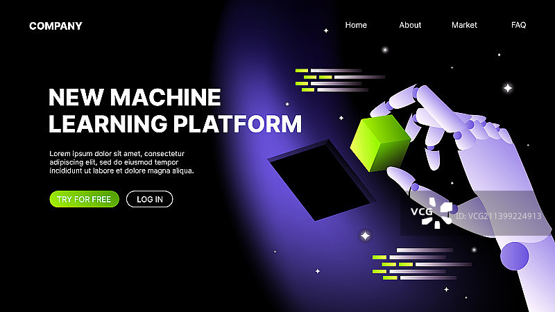 机器学习平台着陆页模板图片素材