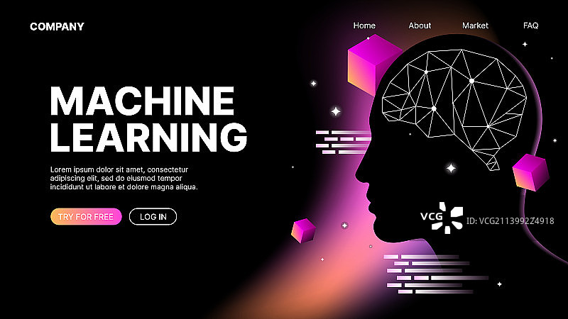 机器学习网页着陆页模板图片素材