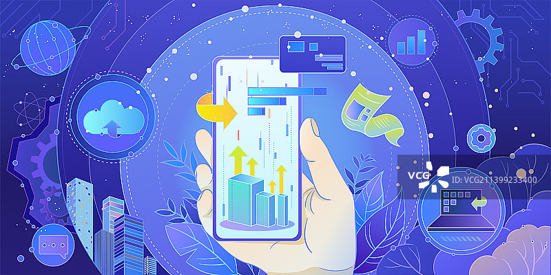 国风手机科技元宇宙赛博插画图片素材