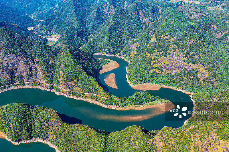 浙江丽水遂昌仙侠湖高清航拍云雾图片素材
