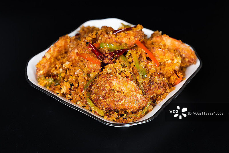 粤菜家常菜避风塘炒虾图片素材