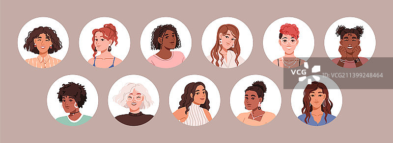 卷发女孩角色头像图片素材