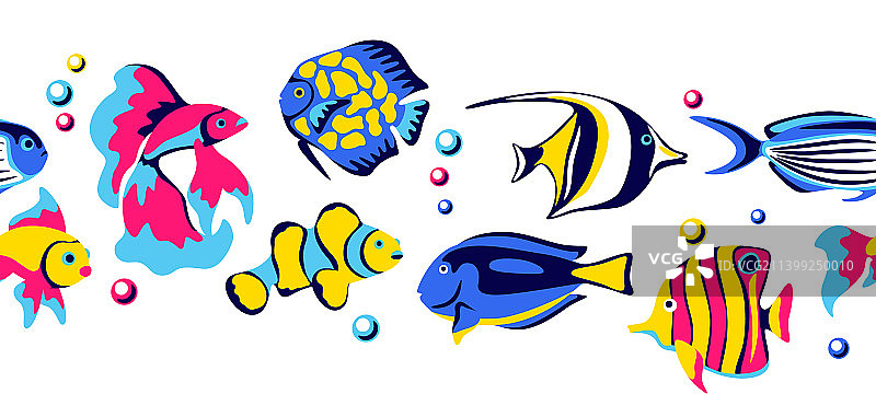 热带鱼海洋生物无缝图案图片素材