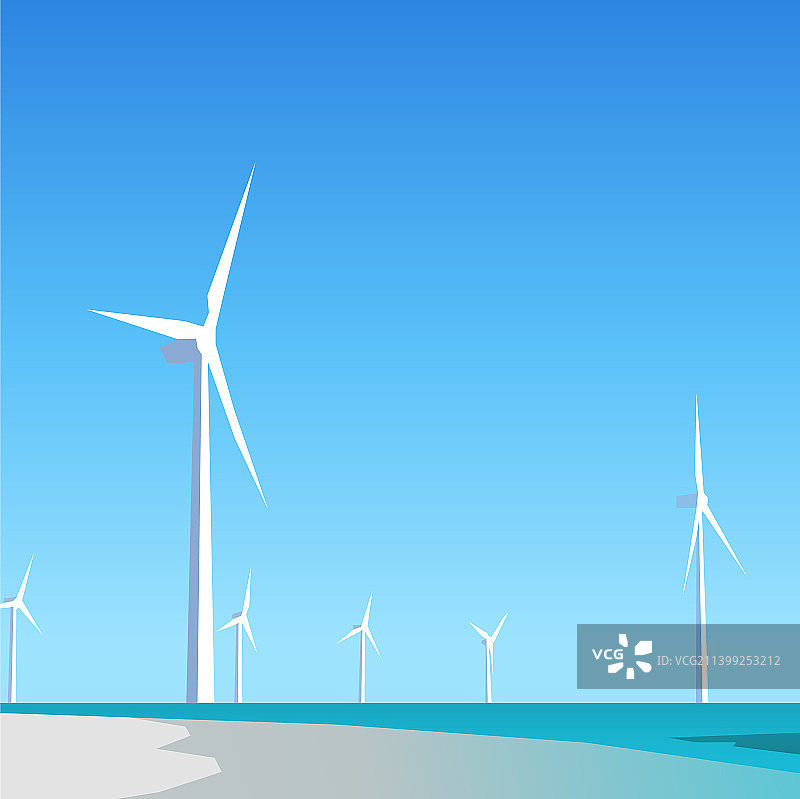 海岸风力发电场图片素材