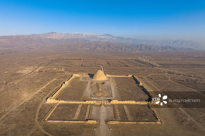 航拍宁夏银川西夏王陵三号陵图片素材
