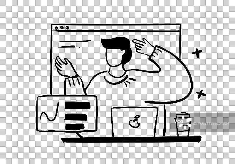 金融插画金钱手绘工作控制男人图片素材