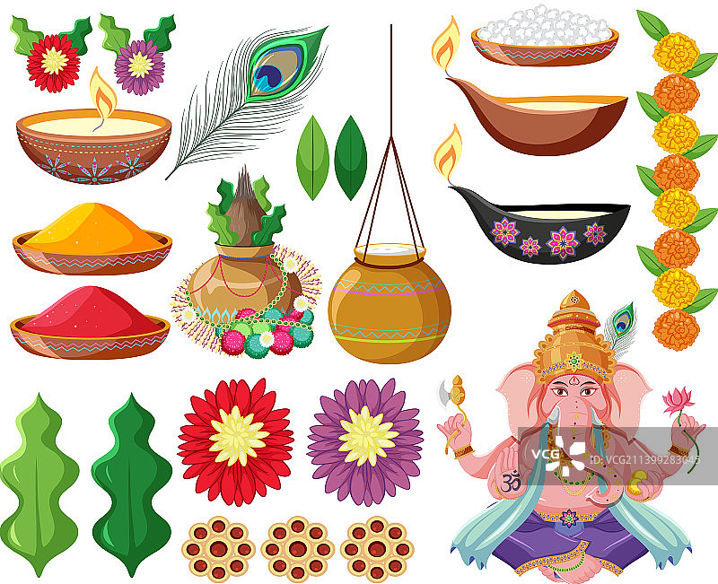 印度神灵与祭祀元素图片素材