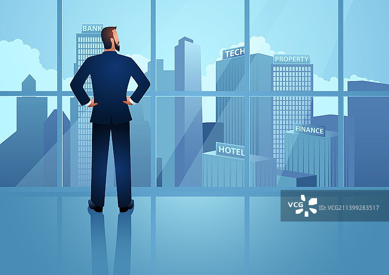 成功的商人关注他的事业图片素材