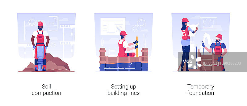 住宅区建筑过程独立概念图片素材