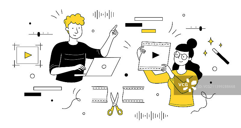 视频编辑涂鸦概念动画蒙太奇图片素材