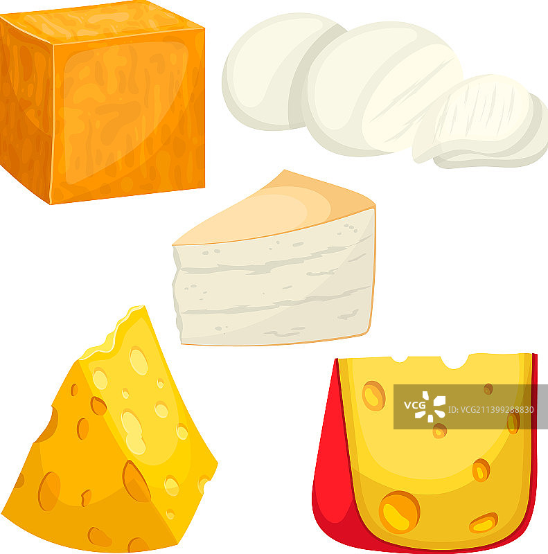 奶酪乳制品卡通套装图片素材