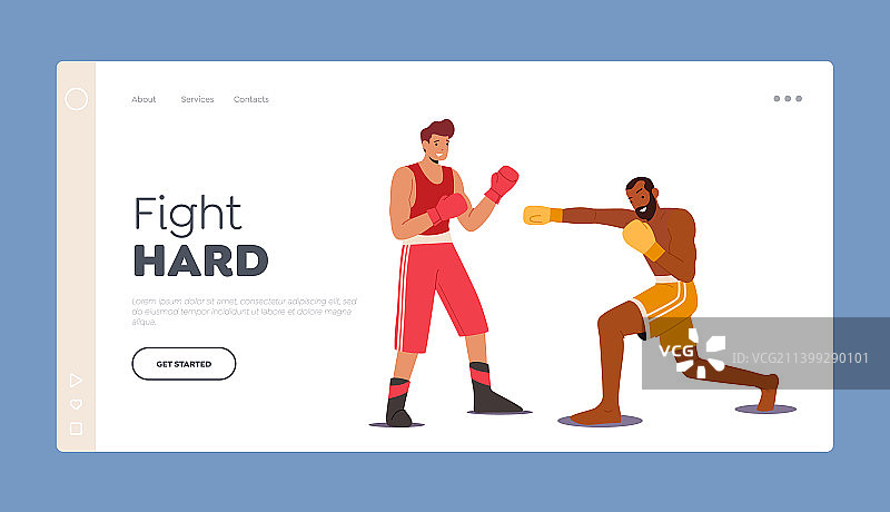 拳击擂台体育运动着陆页模板图片素材
