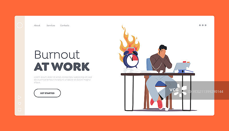 职场倦怠着陆页模板超负荷图片素材