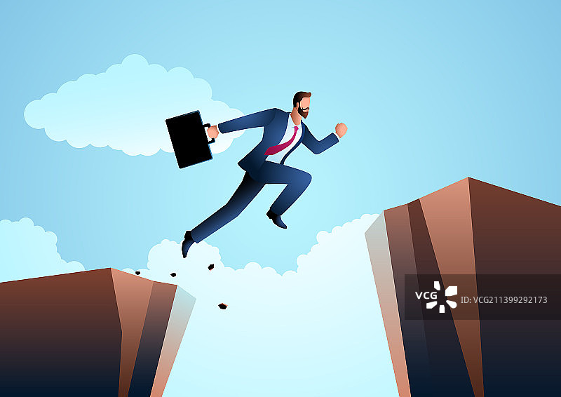 商人跳过峡谷图片素材