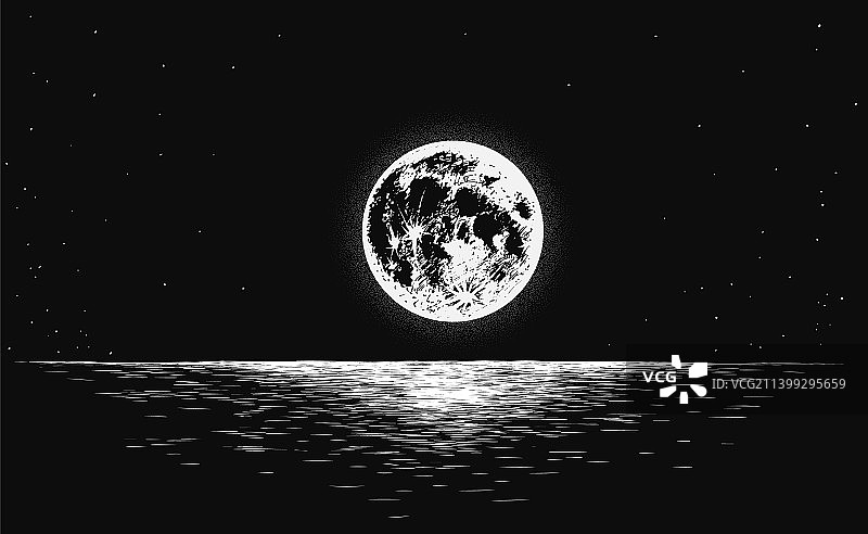 海面上的满月图片素材