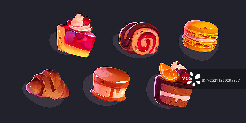 游戏图标：蛋糕、糖果、甜点和糕点图片素材