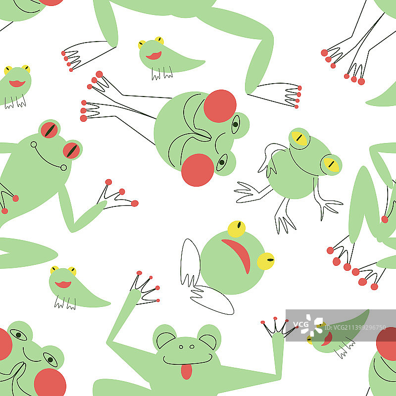 绿色青蛙无缝图案图片素材