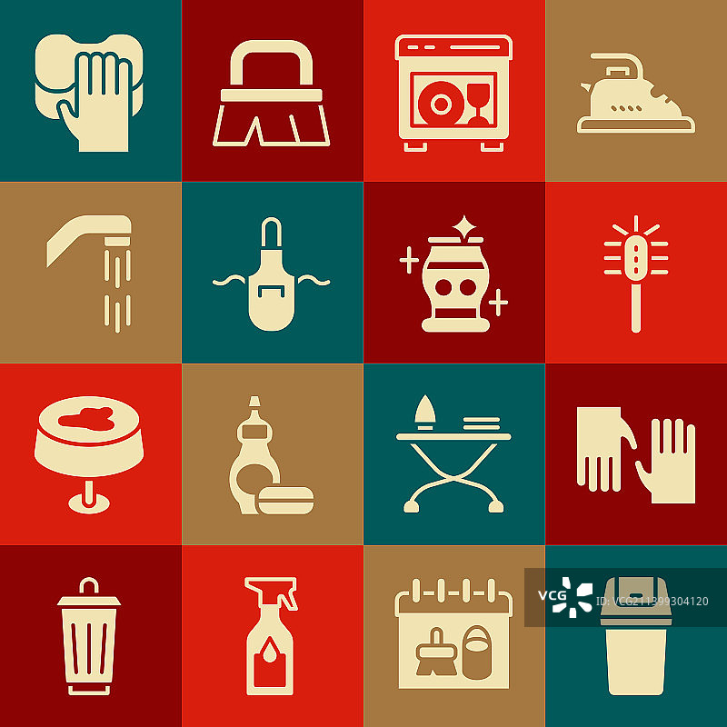 垃圾桶、橡胶手套、马桶刷套装图片素材