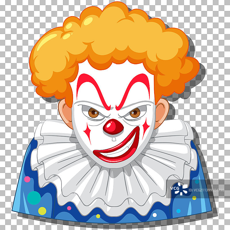 网格背景上的恐怖小丑头图片素材