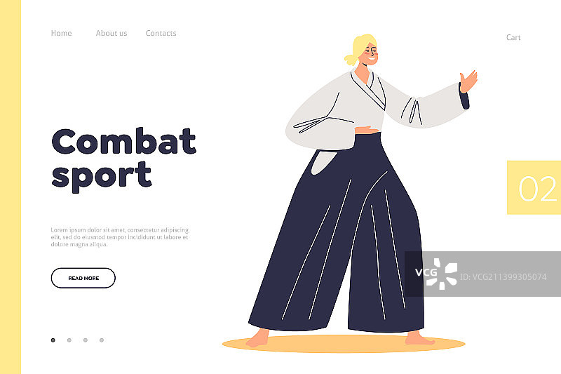 女性搏击运动着陆页概念图片素材