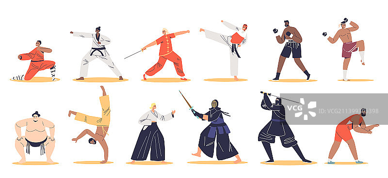 亚洲武术格斗家空手道合气道套装图片素材