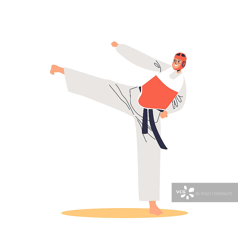 穿着服装和头盔的男子跆拳道图片素材