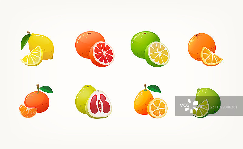 彩色柑橘水果图标合集图片素材