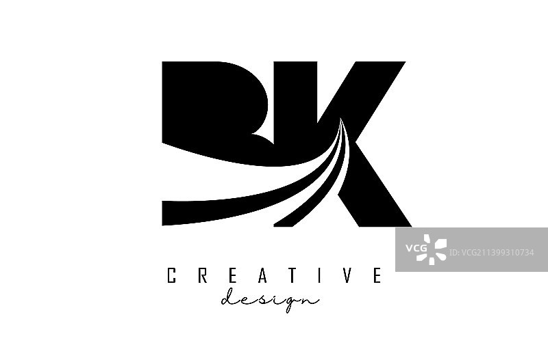 创意黑色字母BK标志设计图片素材