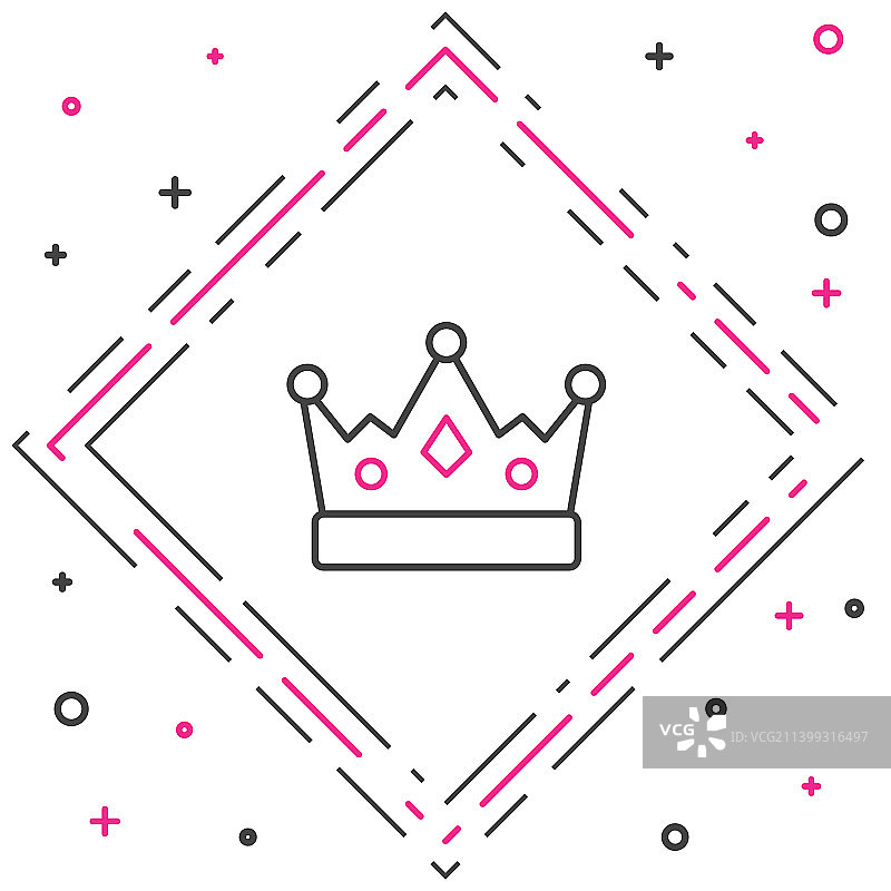 线条国王皇冠图标白色背景图片素材