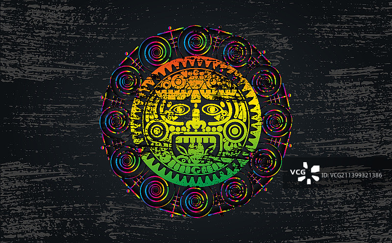 古代玛雅太阳神阿兹特克历法图片素材