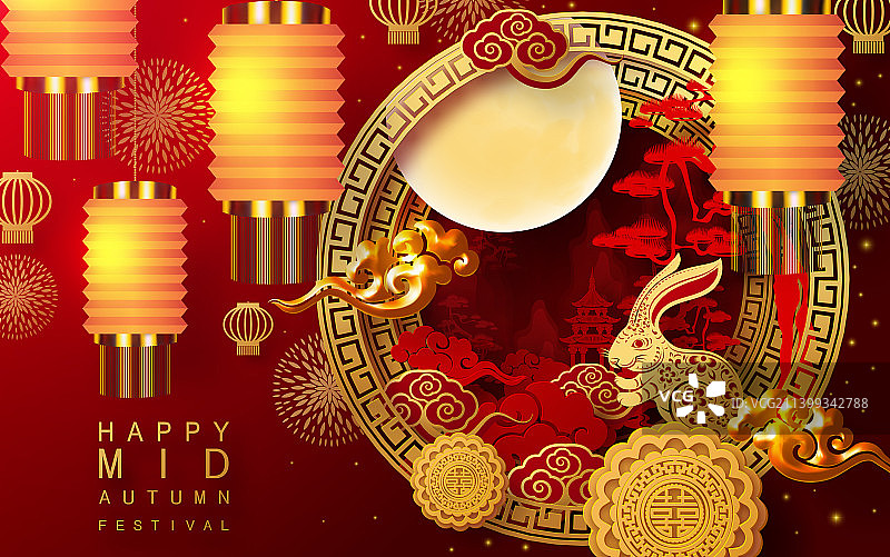 玉兔月饼庆中秋图片素材