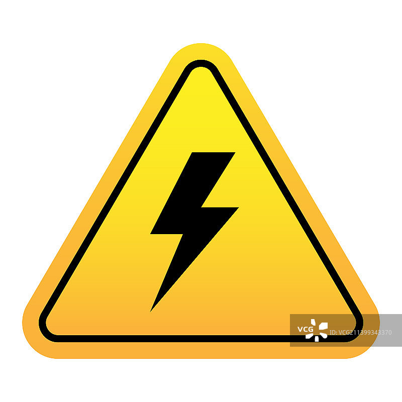 白色背景上的电击危险标志图片素材