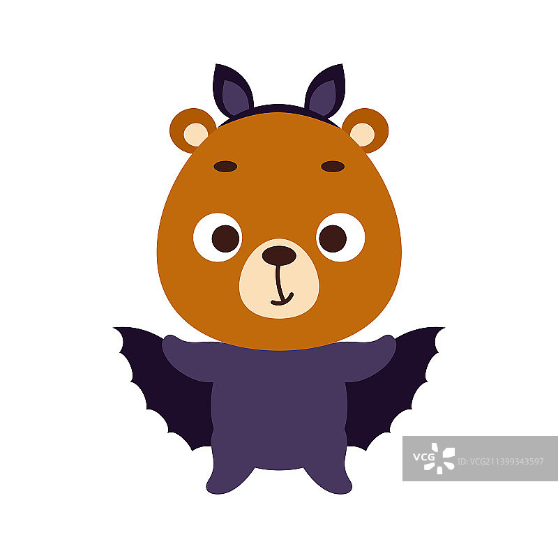 万圣节蝙蝠服装的可爱小熊图片素材