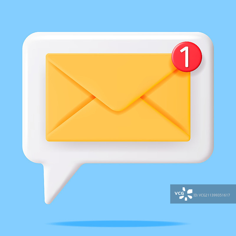带新消息通知的3D邮件信封图片素材