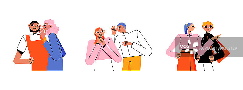 八卦，窃窃私语，讲述秘密和新闻图片素材