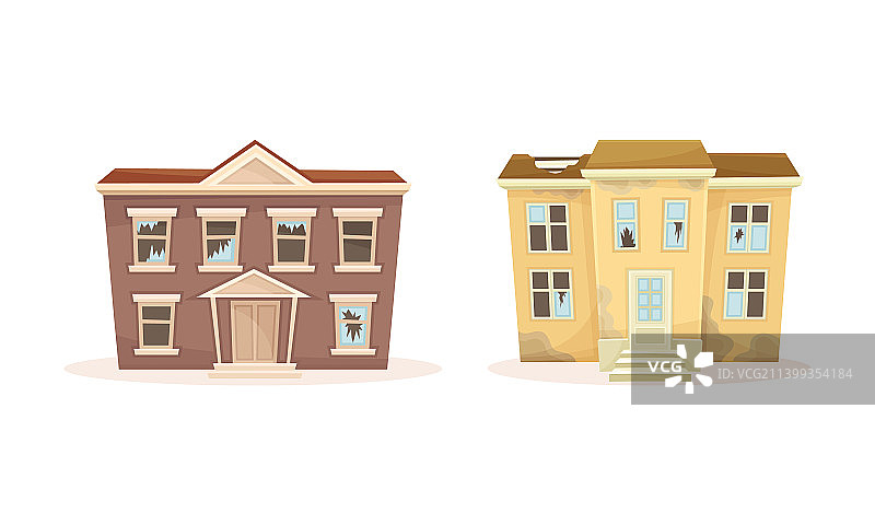 废弃的破损房屋图片素材