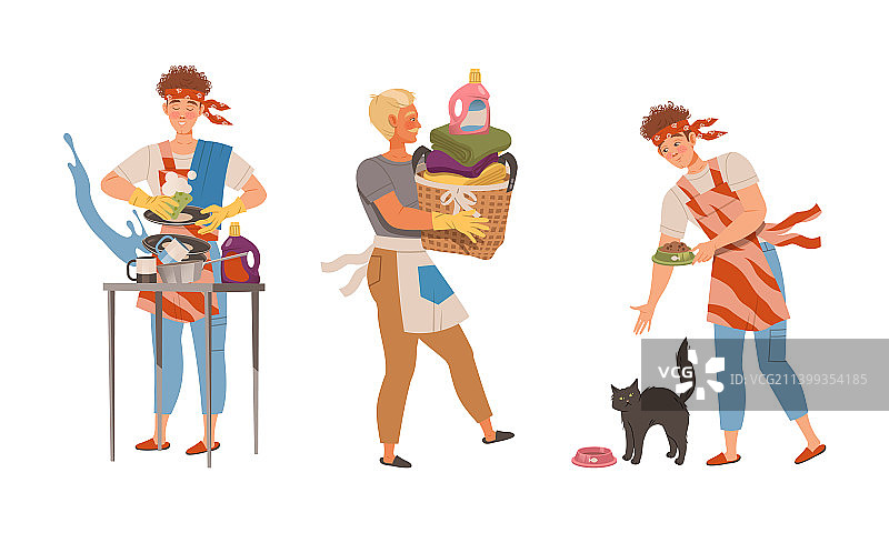 家庭主夫的日常生活图片素材