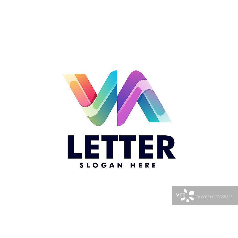 渐变彩色风格M字母标志图片素材