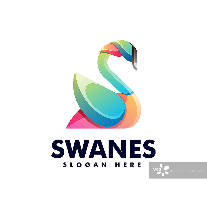 渐变彩色天鹅标志图片素材