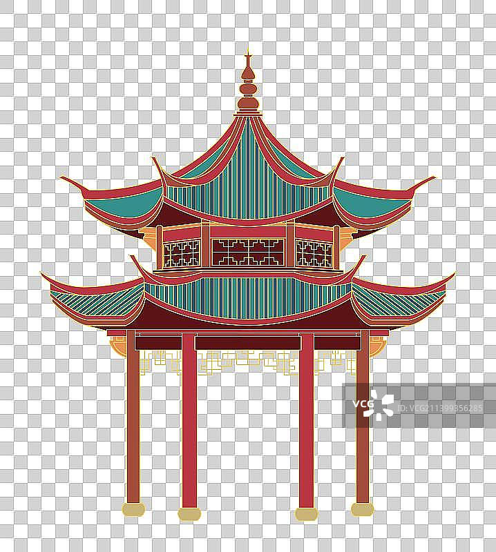 国风凉亭插画图片素材