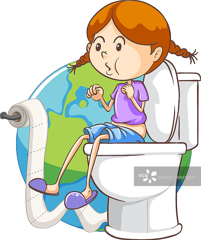 坐在地球上的马桶上的孩子图标图片素材