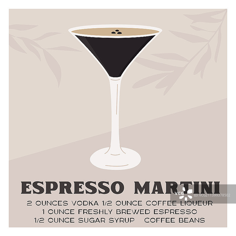 装饰精美的意式浓缩马提尼鸡尾酒图片素材