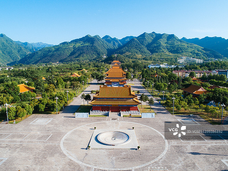 航拍西安周至楼观台道文化景区图片素材