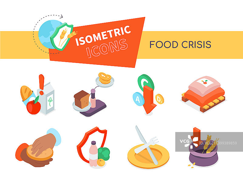 粮食危机 - 彩色扁平设计风格图片素材