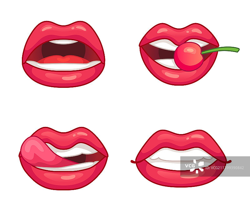 有光泽的性感女性嘴唇合集图片素材